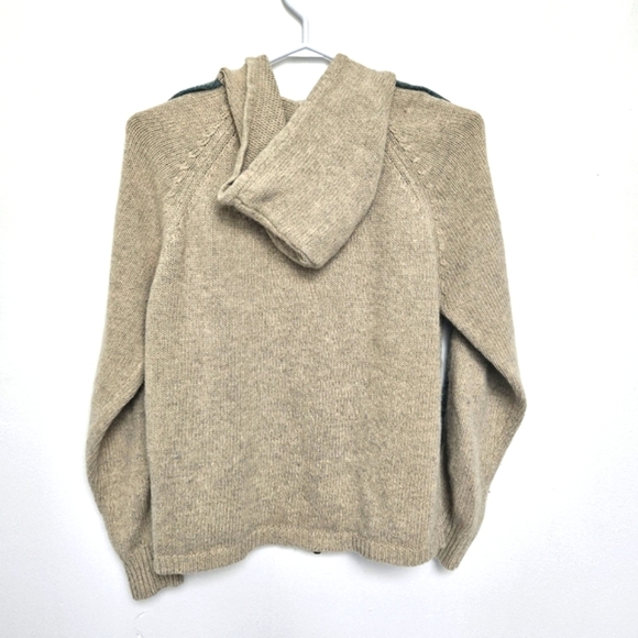 Woolrich Womens Sz M Beige Open Zipped Hooded Sweater Angora Blend - Picture 2 of 7